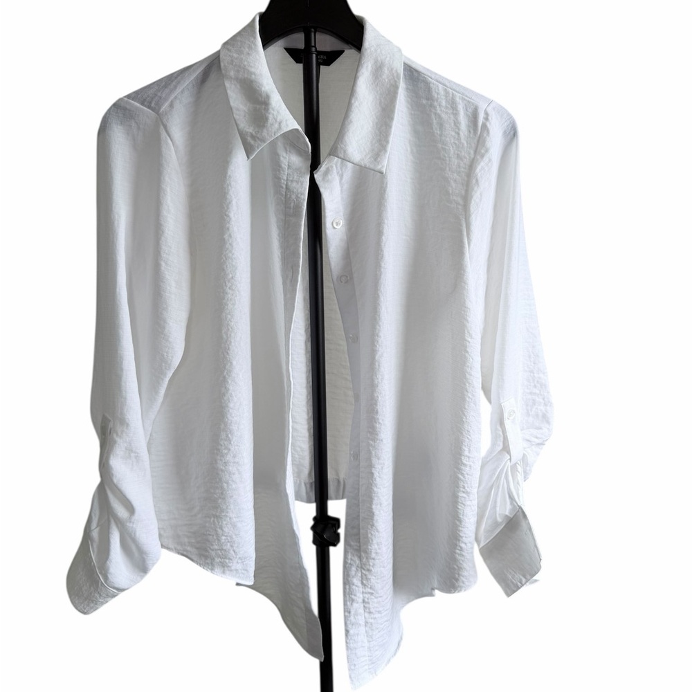 Simply Vera Vera Wang White Button Down Shirt: Small